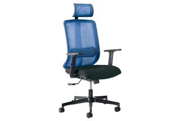 Poltrona semidirezionale Vertigo VRAPG - con braccioli regolabili e poggiatesta - nero/blu - Unisit