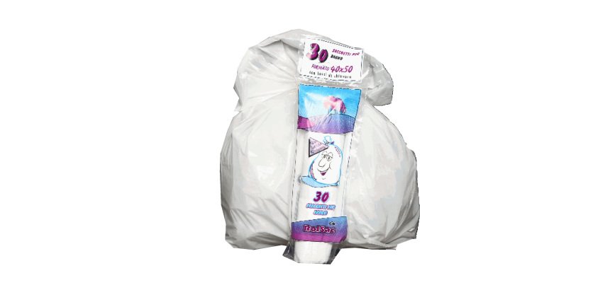 Sacchi bagno - 40 x 50 cm - 15 L - 16 micron - MDPE/HDPE - bianco - Rolsac - conf. 30 pezzi
