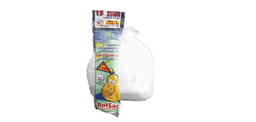 Sacchi bio - 42 x 45 cm - 15 L - 17 micron - bianco - Rolsac - conf. 15 pezzi