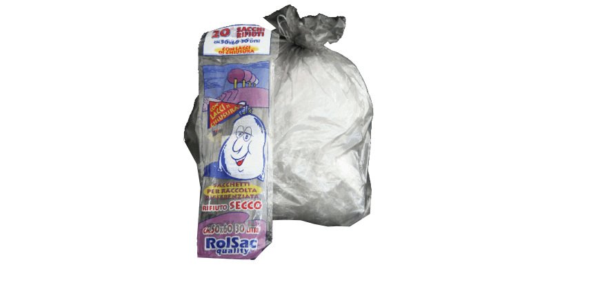 Sacchi - 50 x 60 cm - 30 L - 16 micron - MDPE/HDPE - grigio trasparente - Rolsac - conf. 20 pezzi