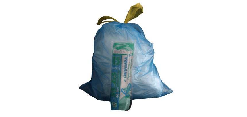 Sacchi - 55 x 65 cm - 44 L - 16 micron - con maniglie - MDPE/HDPE - azzurro - Rolsac - conf. 15 pezzi