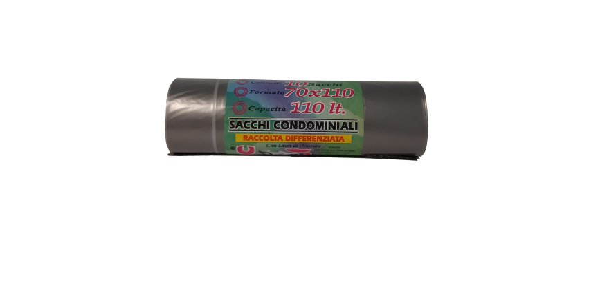 Sacchi - 70 x 110 cm - 110 L - 22 micron - MDPE/HDPE - grigio trasparente - Rolsac - conf. 10 pezzi