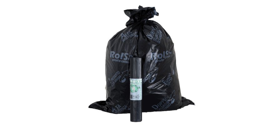 Sacchi - 72 x 110 cm - 110 L - 47 micron - MDPE/HDPE - nero - Rolsac - conf. 10 pezzi