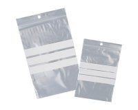 Sacchetti zip - con bande scrivibili e foro - 8 x 12 cm - 50 micron - PE - Viva - conf. 100 pezzi