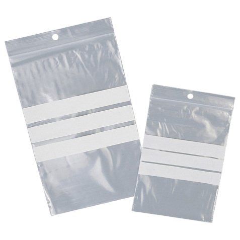 Sacchetto zip - con bande scrivibili e foro - 10 x 15 cm - 50 micron - PE - Viva - conf. 100 pezzi