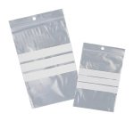 Sacchetto zip - con bande scrivibili e foro - 12 x 17 cm - 50 micron - LDPE - Viva - conf. 100 pezzi