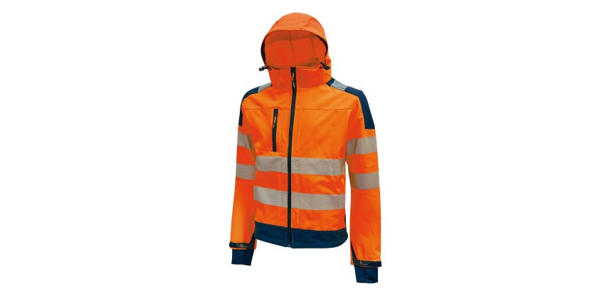 Giacca alta visibilità U-Power Softshell Miky, arancio fluo