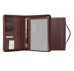 Portablocco Office - con manico - ecopelle - con zip - 28x36 cm - marrone - In Tempo