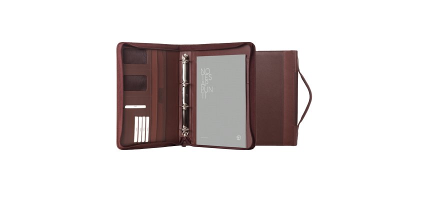 Portablocco Office - con manico - ecopelle - con zip - 28x36 cm - marrone - In Tempo