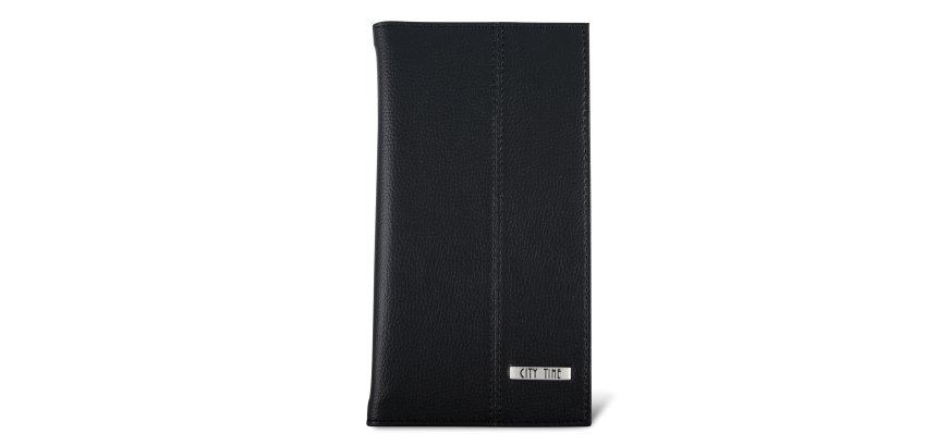 Portabiglietti da visita Professional - similpelle - nero - 12,5x23,5 cm - City Time