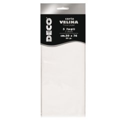 Carta velina - 50 x 76 cm - 20 gr - bianco - Deco - busta 5 fogli