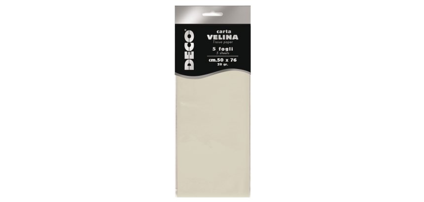 Carta velina - 50 x 76 cm - 20 gr - avorio - Deco - busta 5 fogli