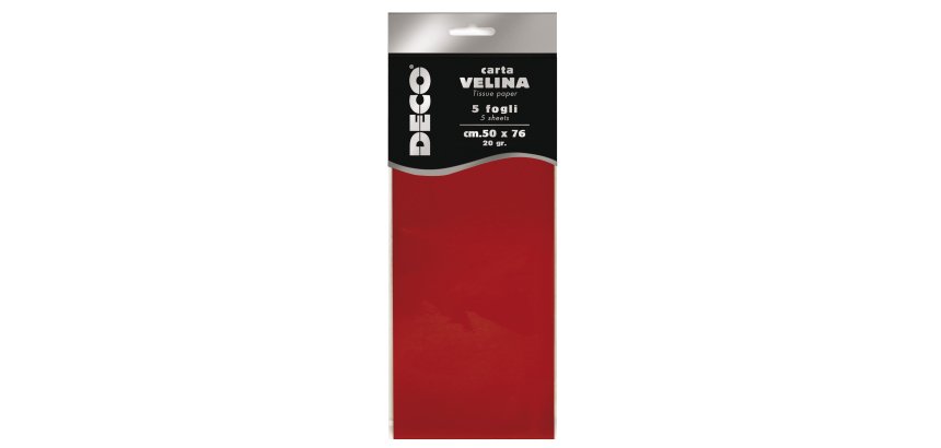 Carta velina - 50 x 76 cm - 20 gr - rosso - Deco - busta 5 fogli