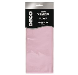 Carta velina - 20 gr - 50 x 76 cm - rosa - Deco - busta 5 fogli