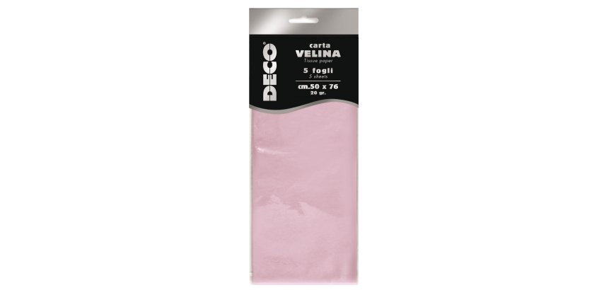 Carta velina - 50 x 76 cm - 20 gr - rosa - Deco - busta 5 fogli