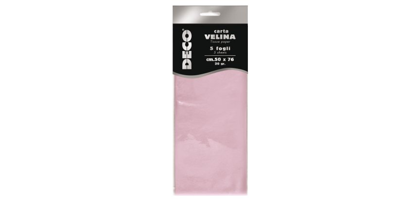 Carta velina - 50 x 76 cm - 20 gr - rosa - Deco - busta 5 fogli