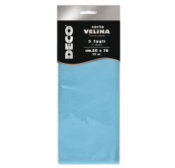 Carta velina - 20 gr - 50 x 76 cm - azzurro - Deco - busta 5 fogli