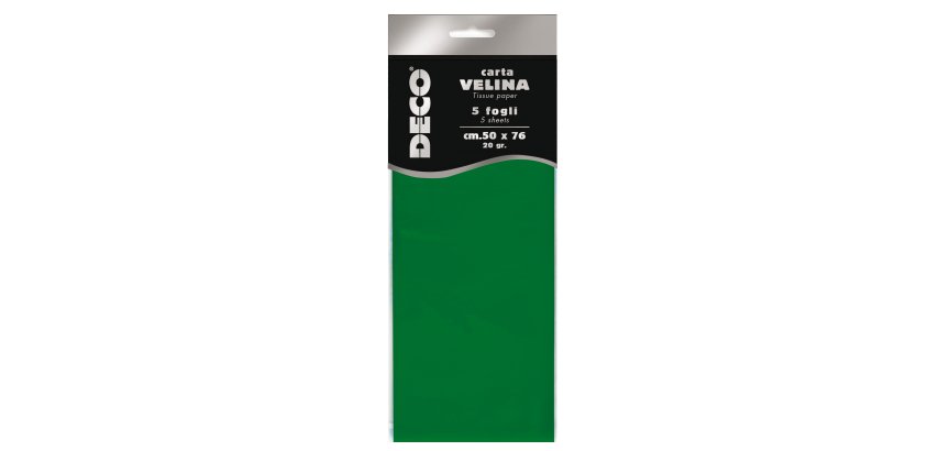Carta velina - 50 x 76 cm - 20 gr - verde chiaro - Deco - busta 5 fogli