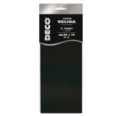Carta velina - 20 gr - 50 x 76 cm - nero - Deco - busta 5 fogli
