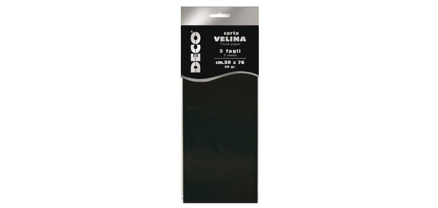 Carta velina - 50 x 76 cm - 20 gr - nero - Deco - busta 5 fogli