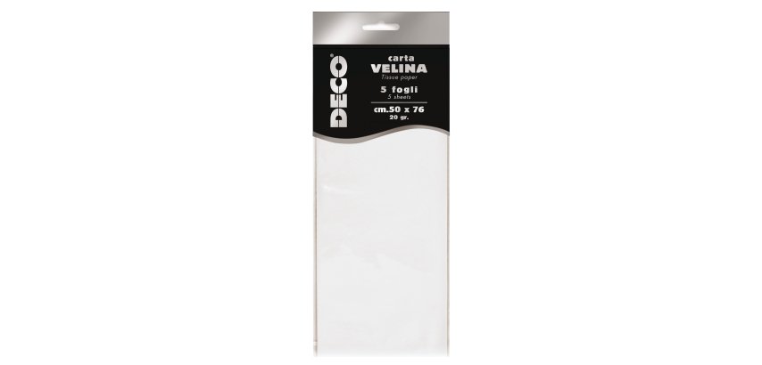 Carta velina - 50 x 76 cm - 20 gr - bianco perlescente - Deco - busta 5 fogli