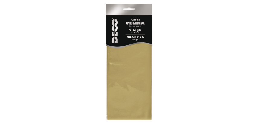 Carta velina - 50 x 76 cm - 20 gr - oro perlescente - Deco - busta 5 fogli