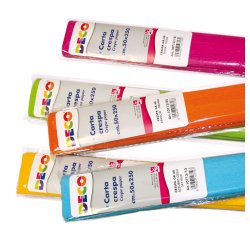 Rotoli carta crespa - 250 x 50 cm - 40 gr - colori caldi - Deco - conf. 6 pezzi