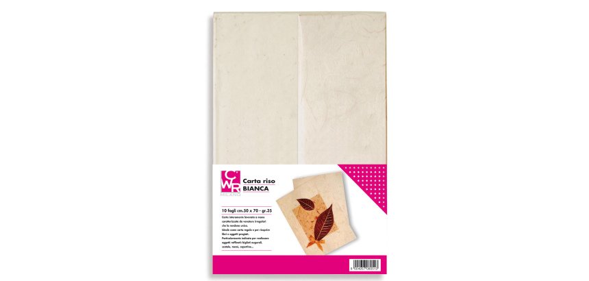 Carta riso - 50 x 70 cm - 25 g -  bianco - CWR - conf. 10 fogli