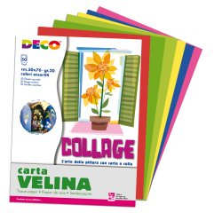 Carta velina - 50 x 76 cm - 10 colori assortiti - Deco - busta 50 fogli
