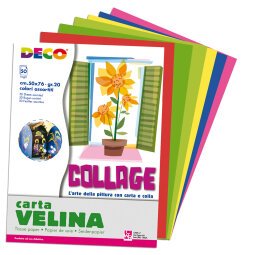 Carta velina - 50 x 76 cm - 10 colori assortiti - Deco - busta 50 fogli