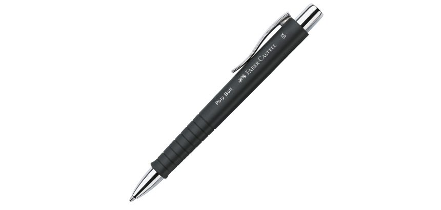 Penna a sfera a scatto Poly Ball - Punta 0,7 mm - fusto nero - Faber-Castell