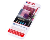 Pennarello 1200 - punta fibra tonda - 1 mm - colori assortiti metallic  - Edding - astuccio metallo da  6 pezzi