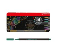 Pennarelli Pen 68 - colori assortiti metallic - Stabilo - scatola in metallo 8 pezzi