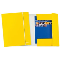 Cartella con elastico WOW - cartoncino plastificato - 3 lembi - 25x35cm - giallo - Leitz