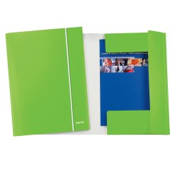 Cartella con elastico WOW - cartoncino plastificato - 3 lembi - 25x35 cm - verde lime - Leitz