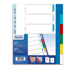 Divisori Neutri a 6 tacche - PP - A4 maxi - colori assortiti - Favorit