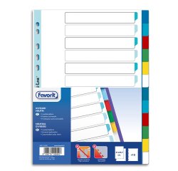 Divisori Neutri a 12  tacche - PP - A4 - colori assortiti - Favorit