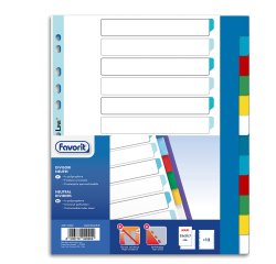 Divisori Neutri a 12  tacche - PP - A4 maxi - colori assortiti - Favorit