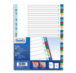 Divisori numerici 31 tacche - A4 - PP - colori assortiti - Favorit