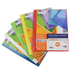 Portalistini Asso TI - personalizzabile - PP liscio - 22 x 30 cm - 40 buste - colori assortiti - Sei Rota