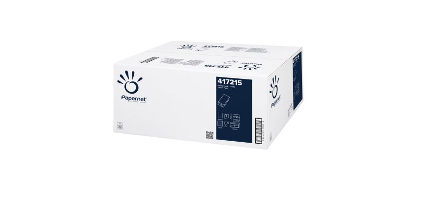 Asciugamani piegati a V - 2 veli - 18 gr - goffratura a onda - 24 x 21 cm - bianco - Papernet - conf. 150 pezzi