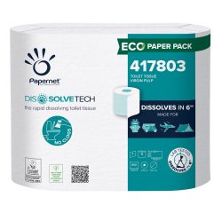 Carta igienica DissolveTech - 9,5 cm x 94 mt - diametro 12,1 cm - 850 strappi - Papernet - pacco 4 rotoli