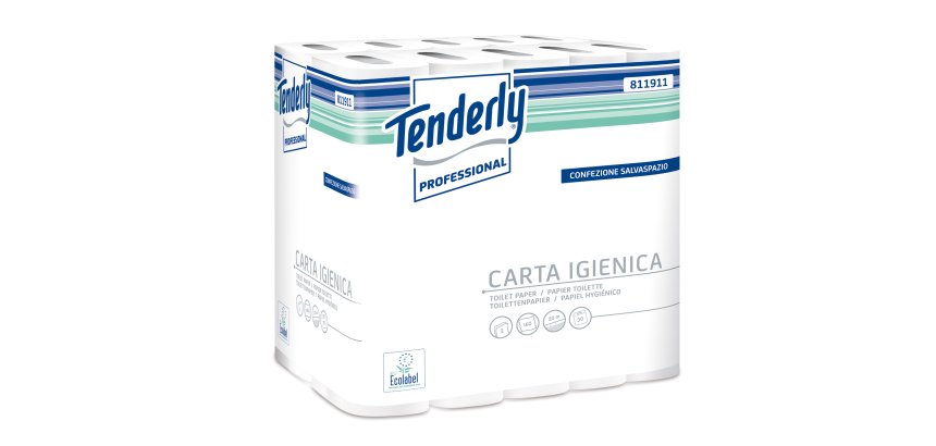 Carta igienica salvaspazio Tenderly - 160 strappi - diametro 9,9 cm - 9,3 cm x 20 mt - Tenderly Professional - pacco 30 rotoli