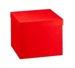 Scatola con coperchio - 30x30x24 cm - seta rosso - Scotton