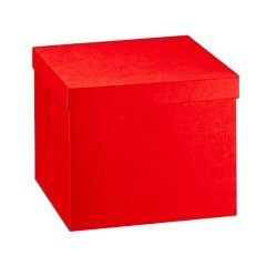 Scatola con coperchio - 30x30x24 cm - seta rosso - Scotton