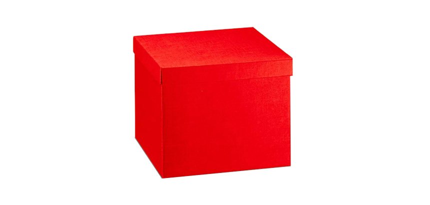 Scatola con coperchio - 30x30x24 cm - seta rosso - Scotton