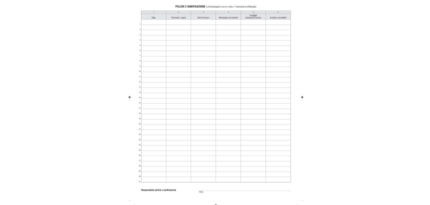 Registro pulizia e sanificazione in azienda - 40 pag - 31x24,5 cm - Edipro