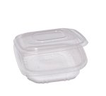 Contenitori in PP - con coperchio incernierato - 15,5 x 15,5 x 3,7 cm - Europack - conf. 50 pezzi