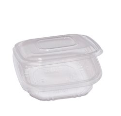 Contenitori in PP - con coperchio incernierato - 15,5 x 15,5 x 3,7 cm - Europack - conf. 50 pezzi