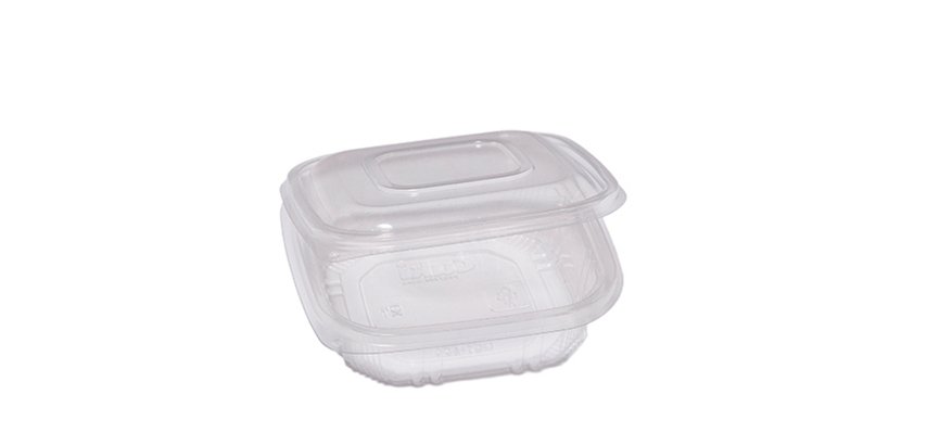 Contenitori in PP - con coperchio incernierato - 15,5 x 15,5 x 3,7 cm - Europack - conf. 50 pezzi